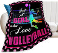 Volleyball Blanket Just A Girl Who Loves Volleyball Throw Blanket Super Soft Flannel Lightweight Fluffy Plush Fuzzy Fleece Sports Decor Blanket Gifts for Girl Woman Kids for Bed Sofa Bedding 40"X50"