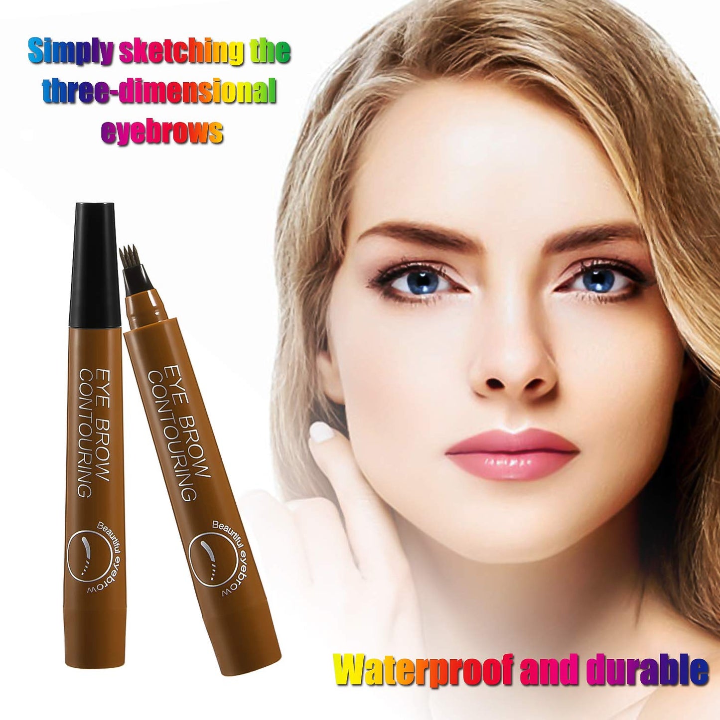 Liquid Eyebrow Pen, Waterproof Microblading Eyebrow Pencil with a Micro-Fork Tip Applicator, Creates Natural Looking Brows Effortlessly