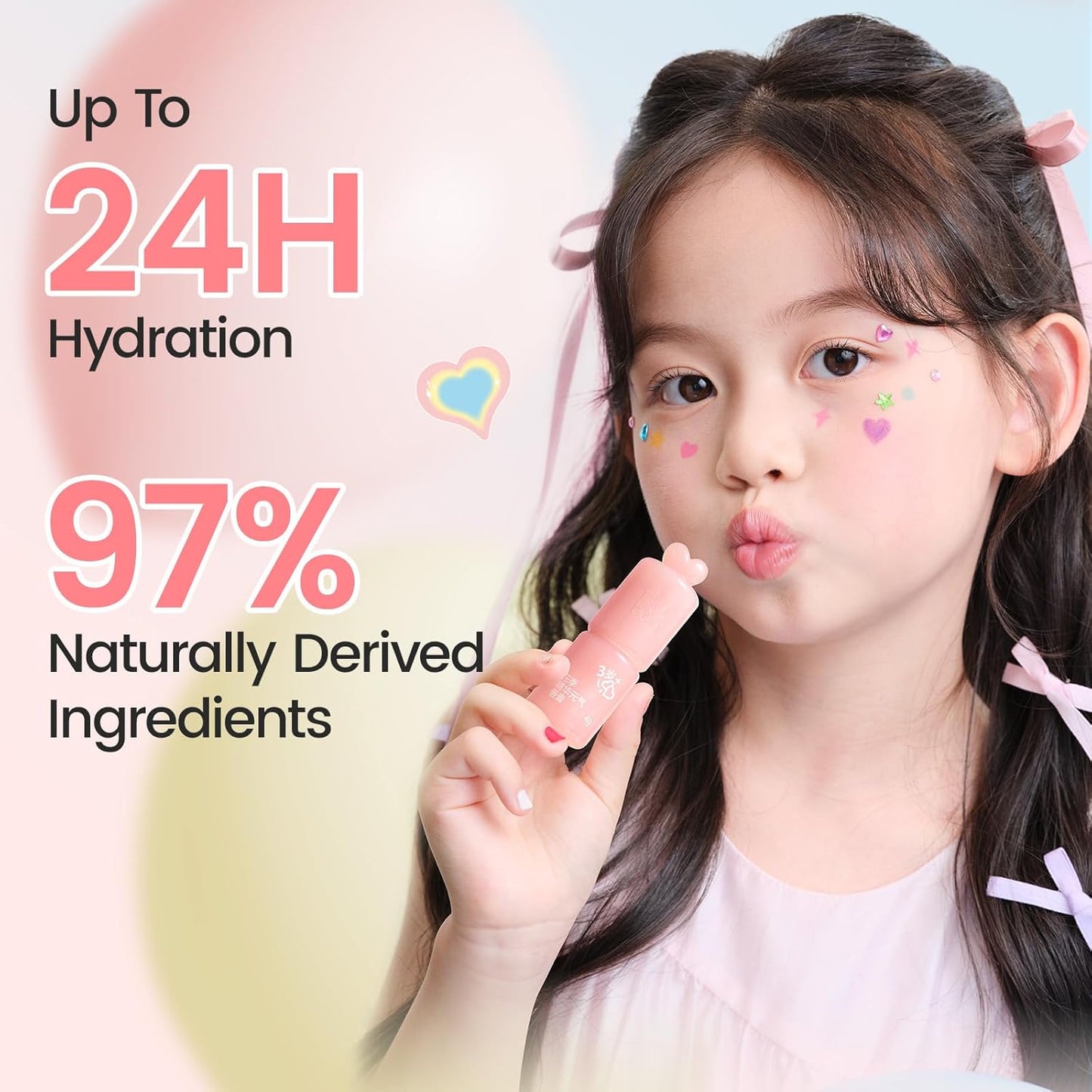 RUNBEN Color Changing Lip Balm for Kids, 24H Moisturizing & Hydrating for Chapped Lips, Safe & Non-toxic Tinted Lip Balm for Girls, Birthday Christmas Lipstick Gift for Kids