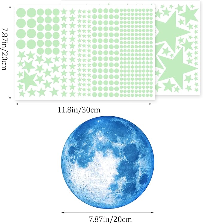 492Pcs Glow in The Dark Stars for Ceiling Glow in The Dark Moon and Space Wall Decals Glowing Galaxy Universe Planet Wall Stickers Ceiling Stars Glow in Dark Kids Boys Bedroom Living Room Decor