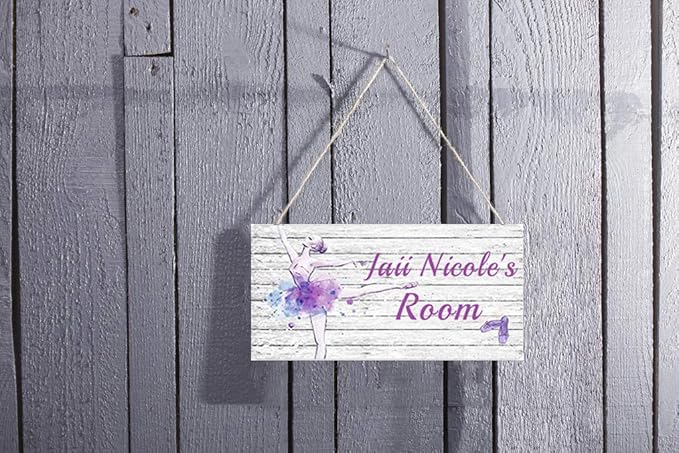XIUXZMM Personalized Sign Ballet Sign, Dance Ballerina Girl's Room Sign, Customized Kid's Name Kids Door Sign Nursery Art