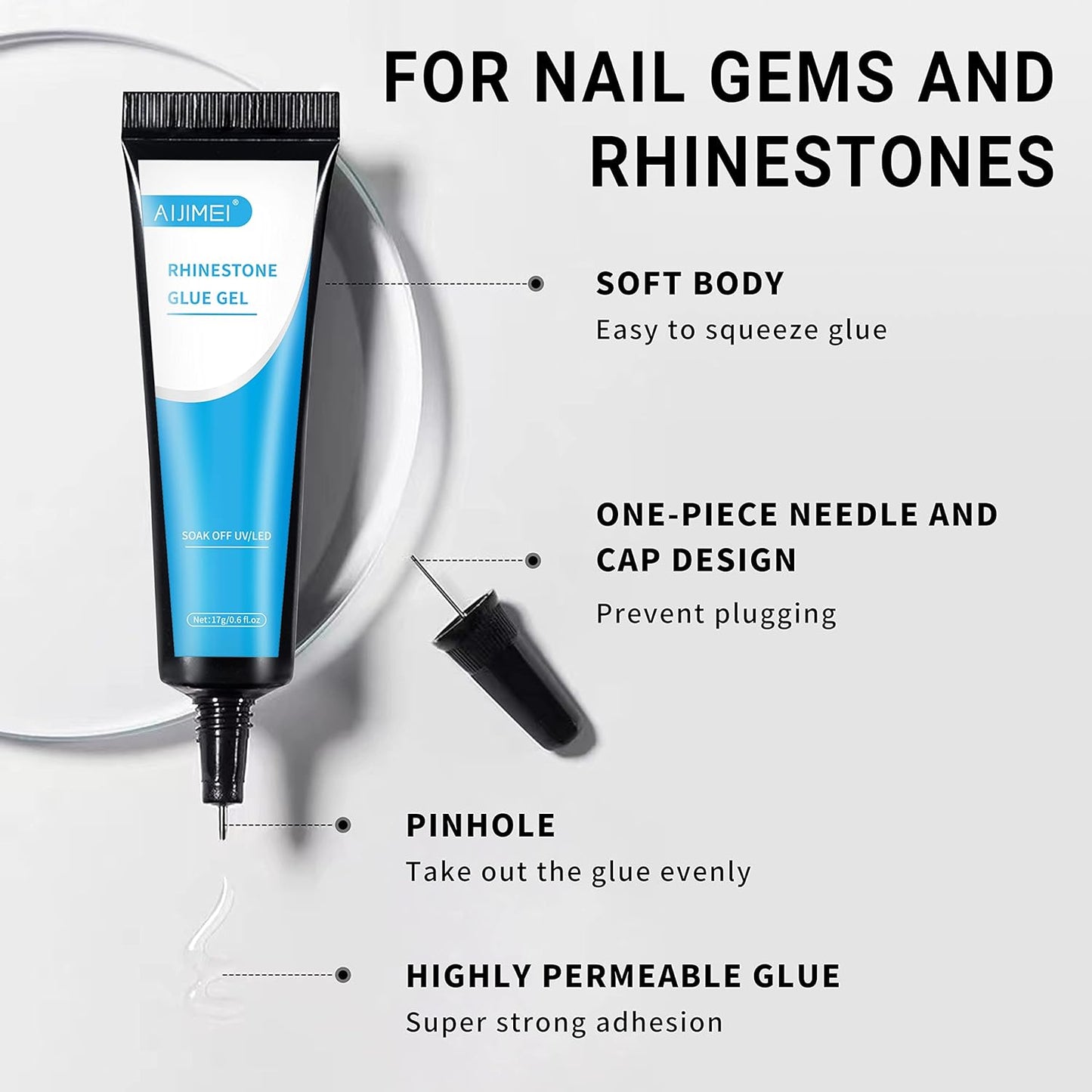 Nail Needle Glue Rhinestone Glue Gel Nail Glue Nail Rhinestone Glue Rhinestones Glue for Nails Nail Charms Glue Glue for Rhinestones Nail Glue Gel Uv Cured