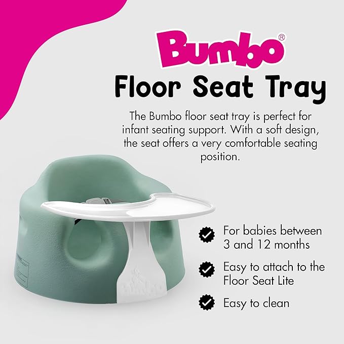 Bumbo Baby Floor Seat, Portable Infant Sit Up Activity & Eating Chair with Tray Accessory, Hemlock - Feeding and Sitting Lounger for Babies and Infants Ages 3 to 12 Months