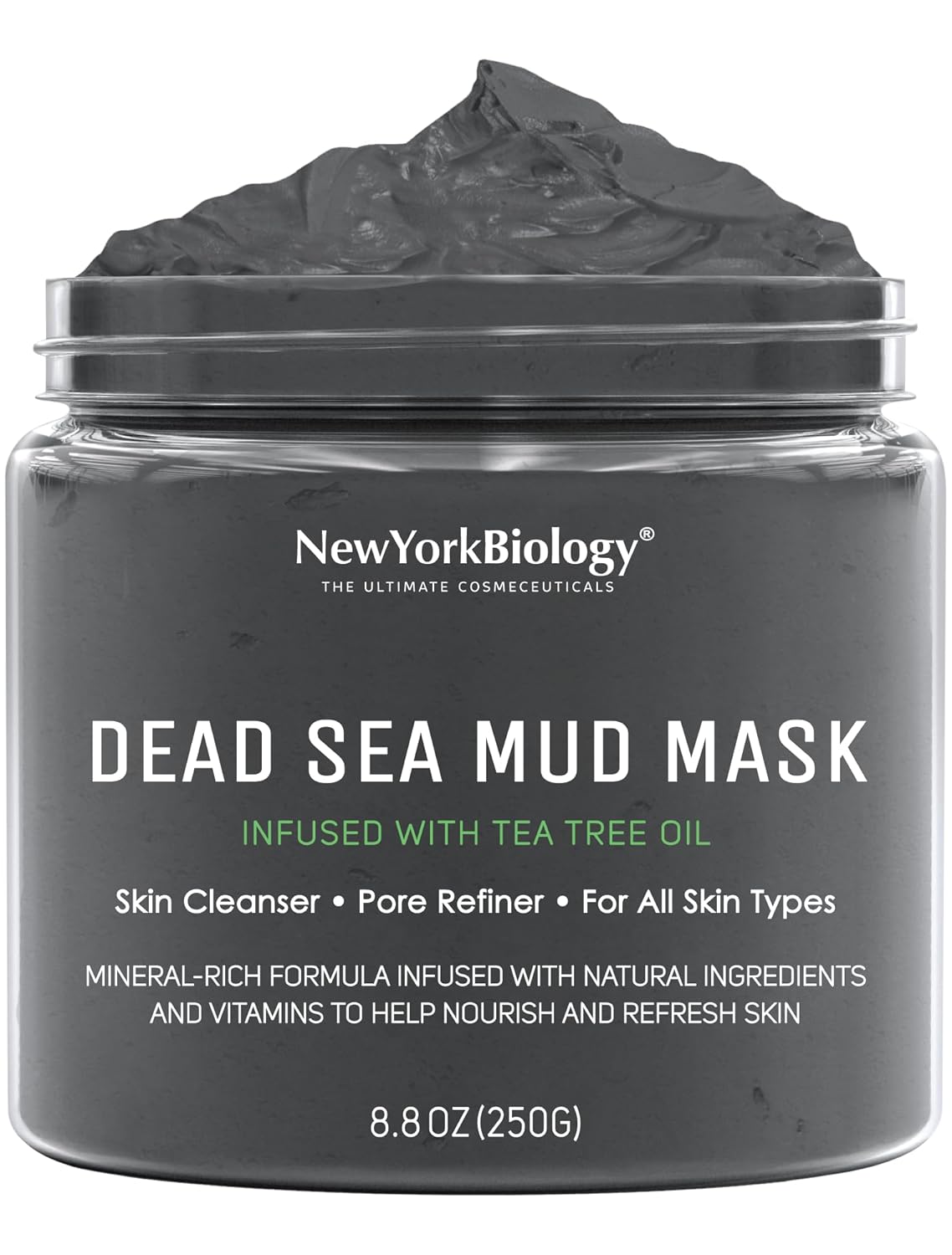New York Biology Dead Sea Mud Mask for Face and Body | with Tea Tree | Spa Quality Pore Refiner for Oily Skin | Natural Skincare for Women & Men | Tighten Skin for A Healthier Complexion | 8.8 oz