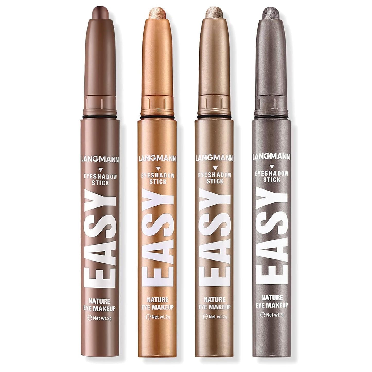 LANGMANNI Eyeshadow Stick,4 PCS Waterproof Multi-Color Eyeshadow Pen Set,Creamy Long-Lasting Eye Makeup Kit,Natural & Shimmer Shades Contour Stick,Gifts For Women (#6+10+11+21-4Colors)