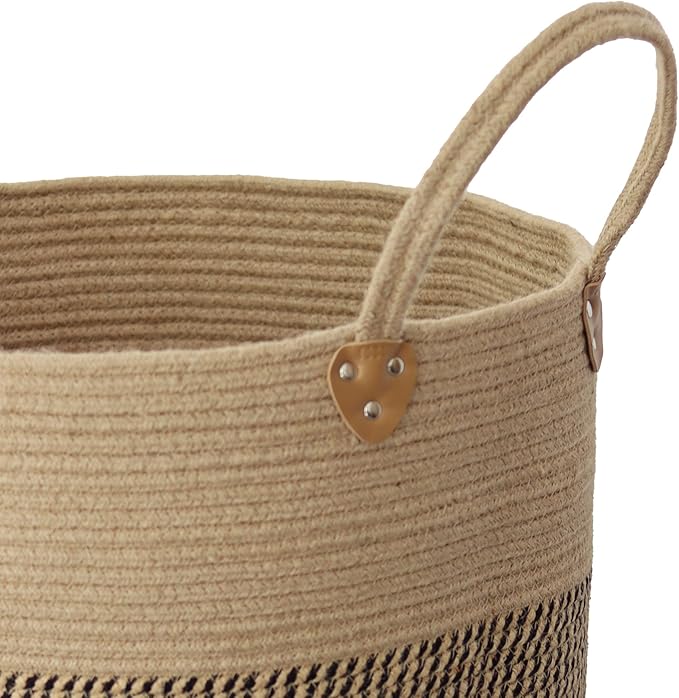 Jute Laundry Hamper Large Woven Rope Storage Basket with Handles 20' Height Tall 83L,Laundry Basket Decorative Basket for Living Room,Pillows,Clothes, 18'Wx20'H