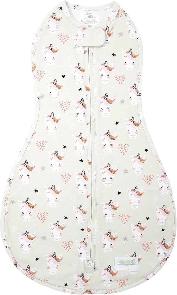 Woombie Original Baby Swaddling Blanket - Soothing, Cotton Baby Swaddle with Zipper - Wearable Newborn Blanket, Unicorn, 14-19 lbs