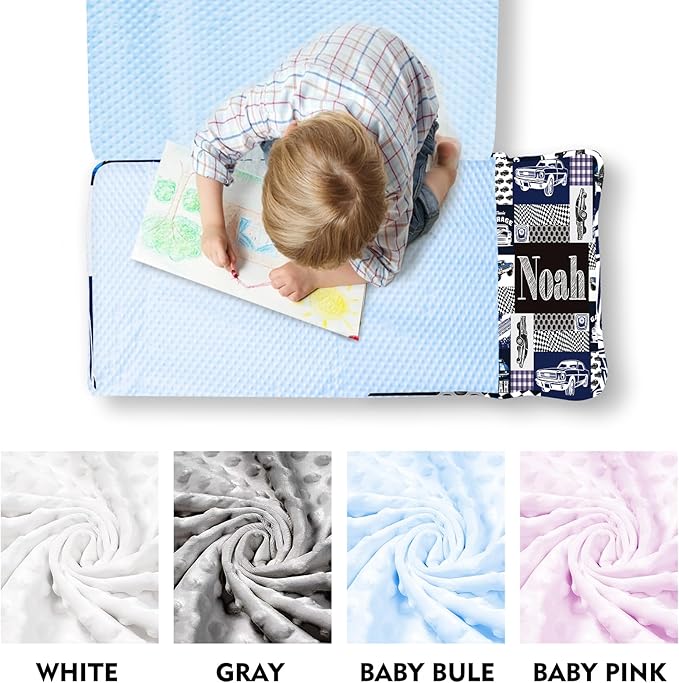 Personalized Toddler Nap Mats for Preschool, Custom Name Kids Sleeping Bag for Daycare, Roll Up Sleeping Mat with Removable Pillow and Soft Dot Minky Blanke for Boys Camping Travel