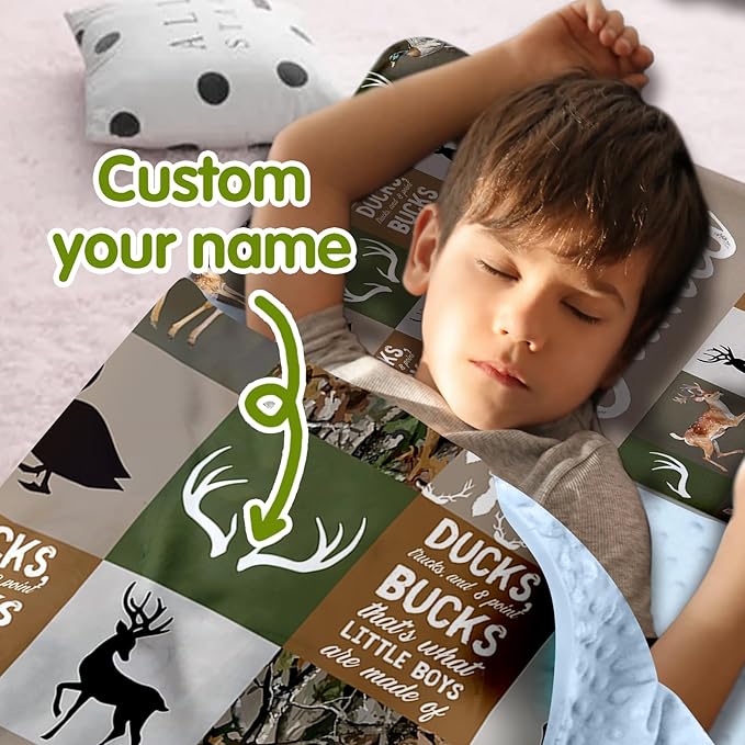 Personalized Toddler Nap Mats for Preschool, Custom Name Kids Sleeping Bag for Daycare, Roll Up Sleeping Mat with Removable Pillow and Soft Dot Minky Blanke for Boys Camping Travel