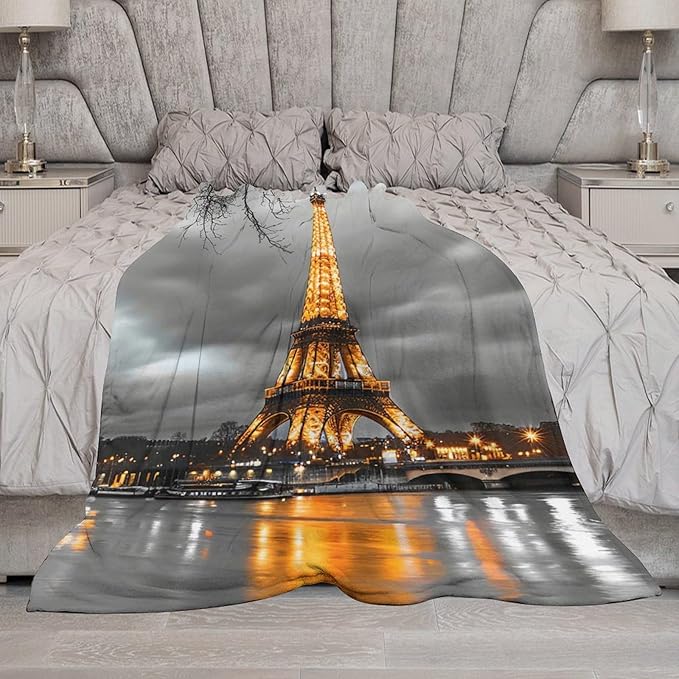 Eiffel Tower Blanket Paris Eiffel Tower Gifts for Girls Boys Woman Kids Lover Throw Blankets Soft Blanket Warm Fleece Flannel Plush Blankets for Bed Sofa Couch 60"x80"