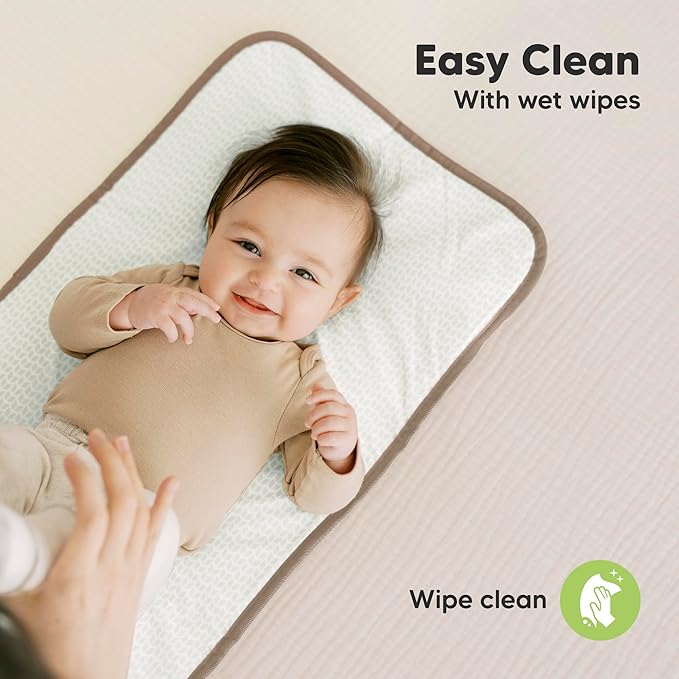 KeaBabies Portable Diaper Changing Pad, Easy Wipe Clean - Foldable Waterproof Baby Changing Mat for Diaper Bag, Compact, Lightweight, 25x13 Newborn, Infant, Baby Changer Travel Essential (Rainbow)