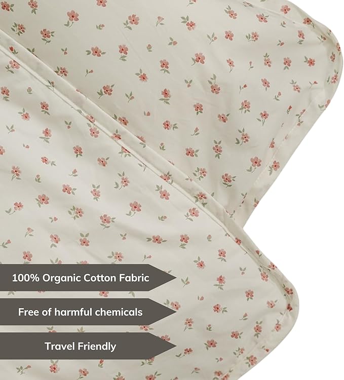 Organic Toddler Nap Mat – 100% Cotton Kids Washable Sleeping Mat & Detachable Pillow – Sleeping Bag with Soft 1.5” Pad – Ideal Nap Mat for Daycare, Preschool, & Sleepovers