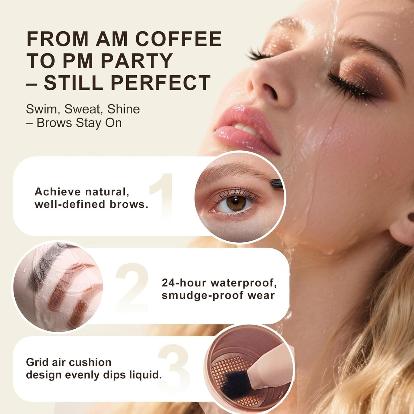 Eyebrow Pen with Hair-Like Strokes, Microblading Eyebrow Pen, Angled Brow Tint Brush for Eyebrows, Smudge Proof, Long Lasting, Easy to Color, Brown