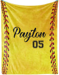 Personalized Softball Kids Blanket with Naumber and Name - Custom Sport Bed Blankets Gift for 0-3 Months Baby Essential - Super Warm and Comfortable 60x80inch