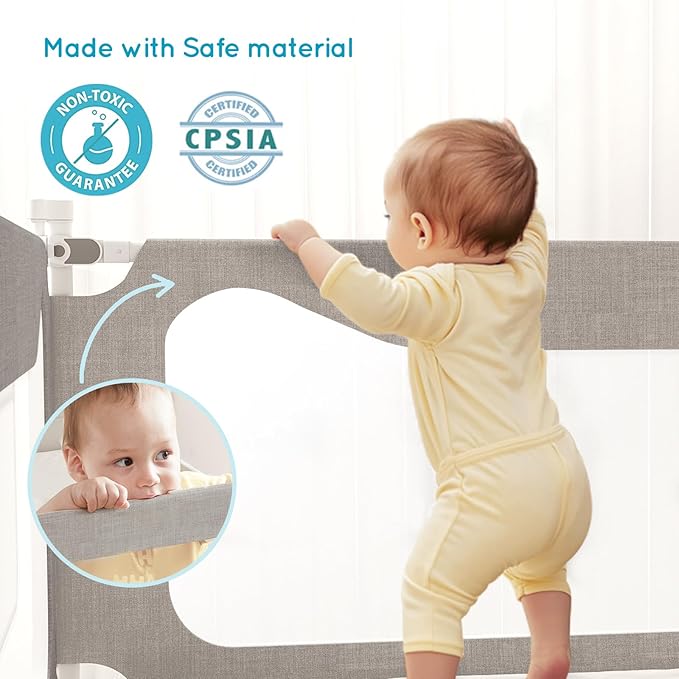 King Size Toddler Bed Rail: 3-Side Protection Bedrail for King Bed - Extral Tall Adjustable Child Safety Side Railing Guards for Infants Kids Child(78.7x78.7X 74.8”)