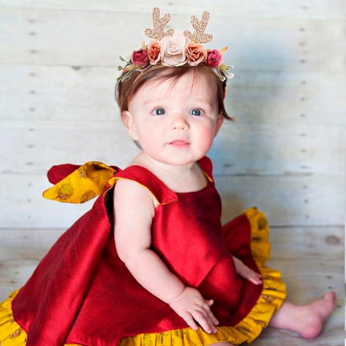 cherrboll 3pcs Baby Girl Headbands Flowers, Super Soft & Stretchy Nylon Floral Hairbands for Newborn Toddler