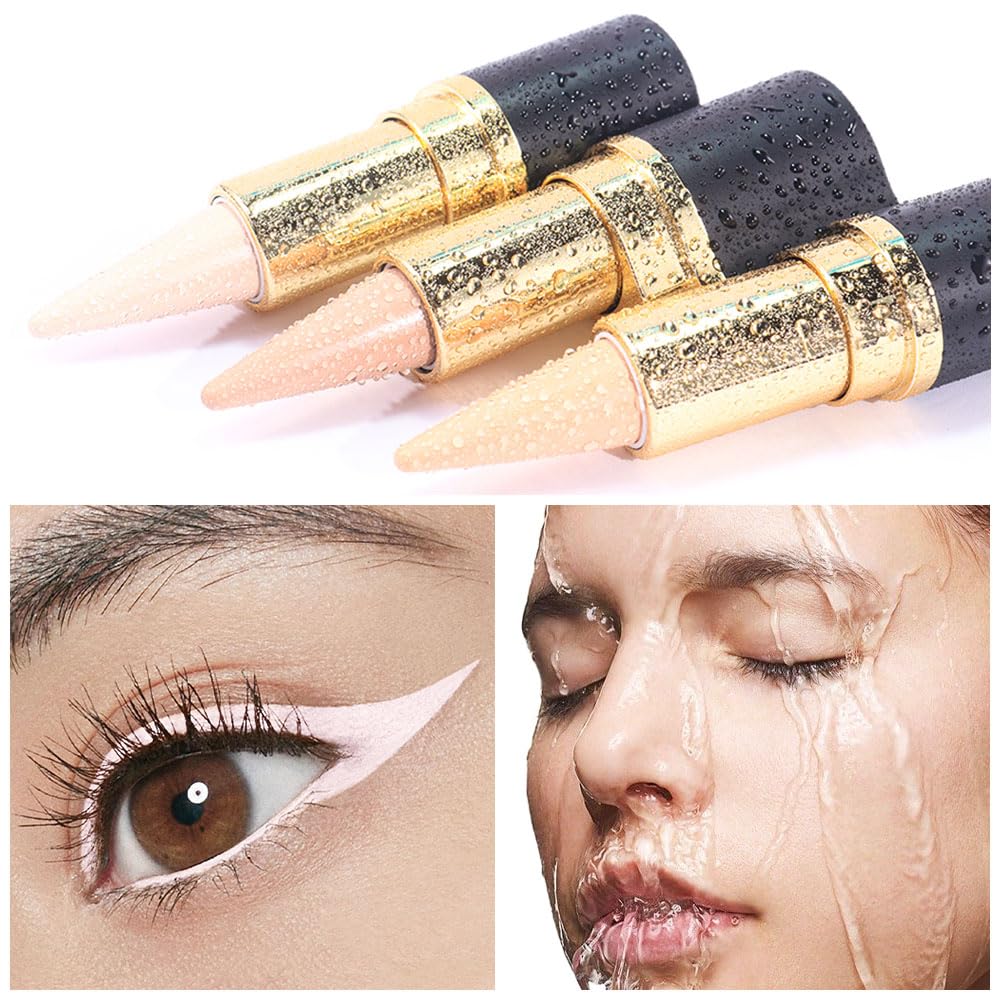 Kaely Quartz Queen White Gel Eyeliner Pencil, Natural Cream Eye Liner Waterproof Smudge Proof, Matte Waterline Eyeliner Eyeshadow Stick, Brighten Eye Makeup, Vegan & Cruelty-Free, 14
