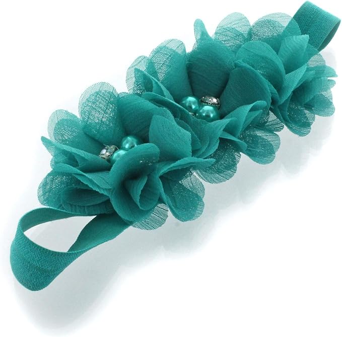 My Lello Flower Headbands Baby - Girls - Toddler Fabric Beaded Stretchy Elastic Pair