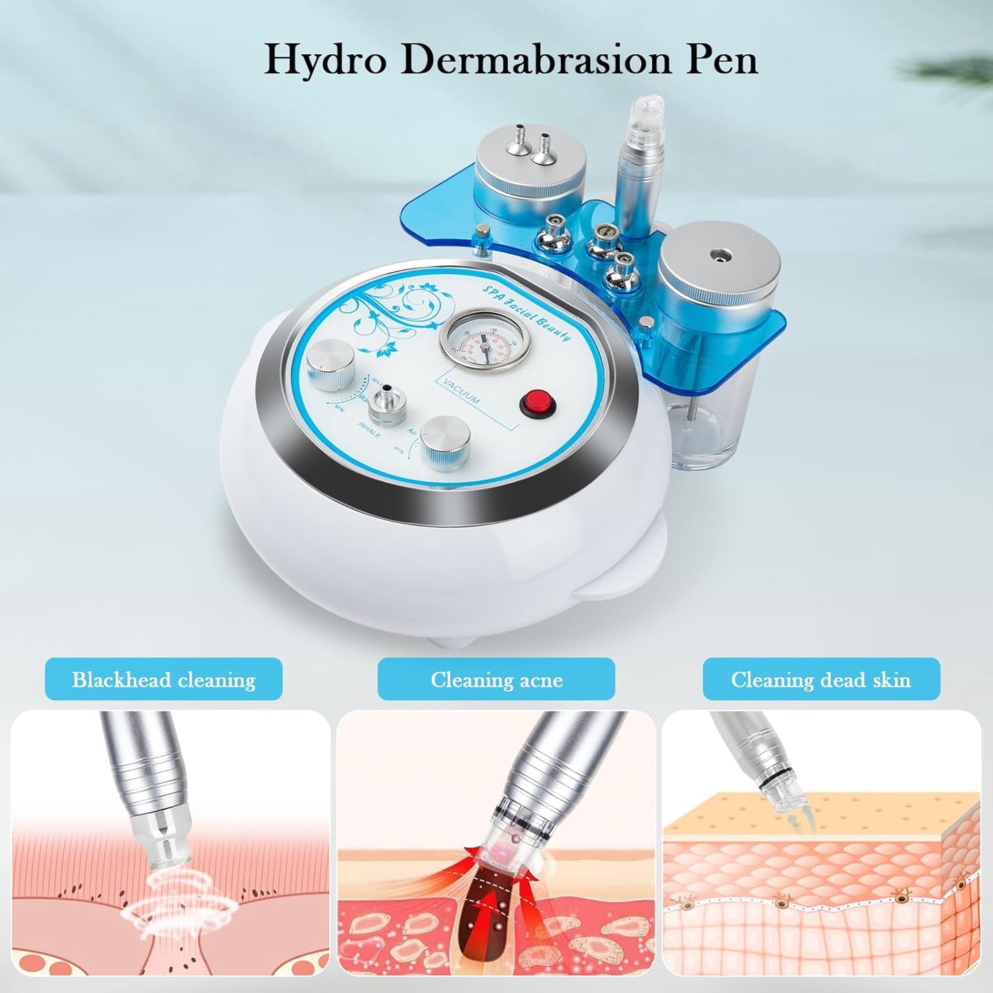 Water Oxygen Jet Beauty Machine Multifunctional Vacuum Machine Deep Clean Hydro Dermabrasion Facial Machine Home SPA Micro Bubble Cleansing Skin Care