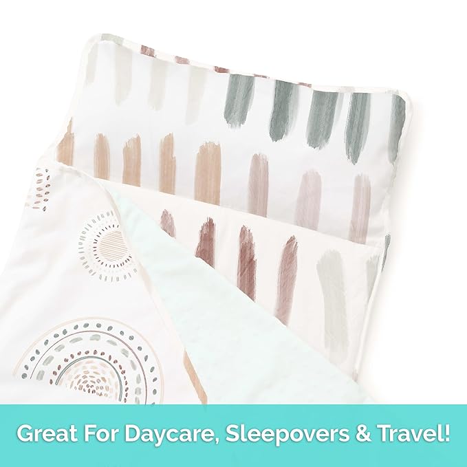 JumpOff Jo Nap Mat for Kids - Cozy Kids Rest Mat with Removable Pillow and Ultra Soft Blanket for Preschool, Daycare, and Sleepovers - Rainbow Dash