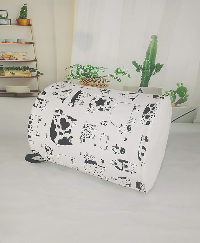 KUNRO Round Laundry Basket Hamper Kids Toys and Clothes Storage Basket Children Gift Basket Baby Toy Organizer Bins for Room Decor (Cow)