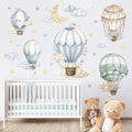 wondever Watercolor Hot Air Balloon Wall Stickers Star Moon Cloud Balloons Peel and Stick Wall Art Decals for Baby Nursery Kids Bedroom