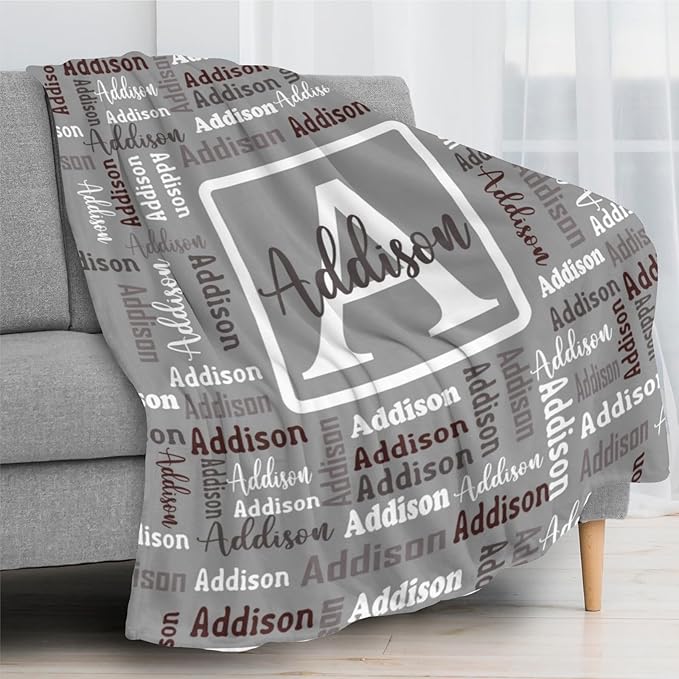 Dr.TOUGH Name Blanket Personalized Blanket for Adult Kids Flannel Customized Personalized Blankets and Throws
