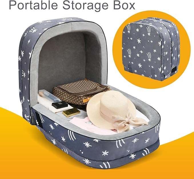 Lvimilio Portable Toddler Travel Bed, Foldable Kids Floor Bed for Home/Travel with Foam Mattres, Toddler Cot for Kids Aged 1-4, Velvet Fabric