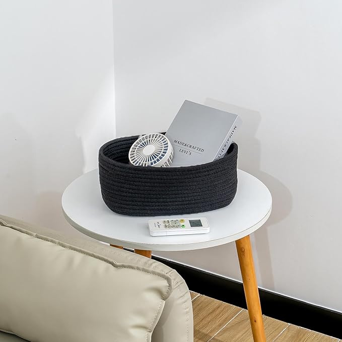 CubesLand Black Baskets Bins for Organizing,Small Woven Storage Baskets for Shelves,Cute Closet Cube Bins Set 3,Baby Nursery Toys Cube Bin,Home Decor Organization Storage