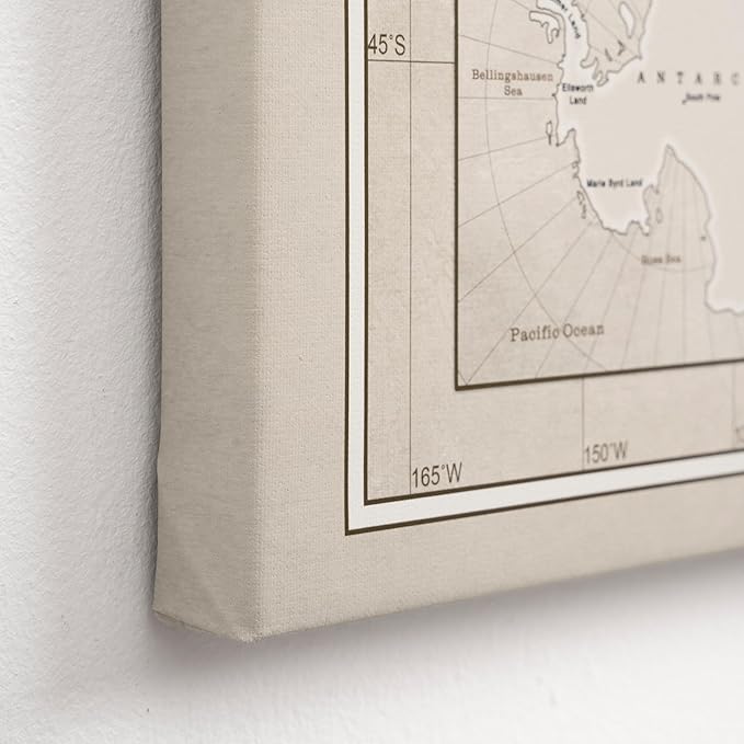 Canvas World Map with Cork Pin Board - English Lettering - Decorative Wall Decoration for All Rooms - Canvas Pictures with World Map Motif (120x80 cm, Pattern 16)