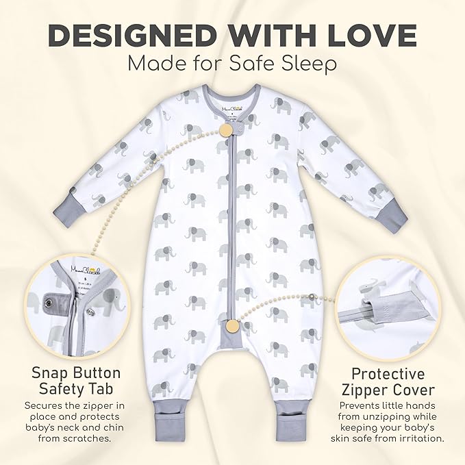 Mama Cheetah Toddler Sleep Sack with Feet, Long Sleeve 0.5 TOG Organic Cotton Baby Sleeping Bag with Legs, Wearable Blanket for Walkers w/ 2-Way Zipper, Toddler Blanket for Girls & Boys 3-4T
