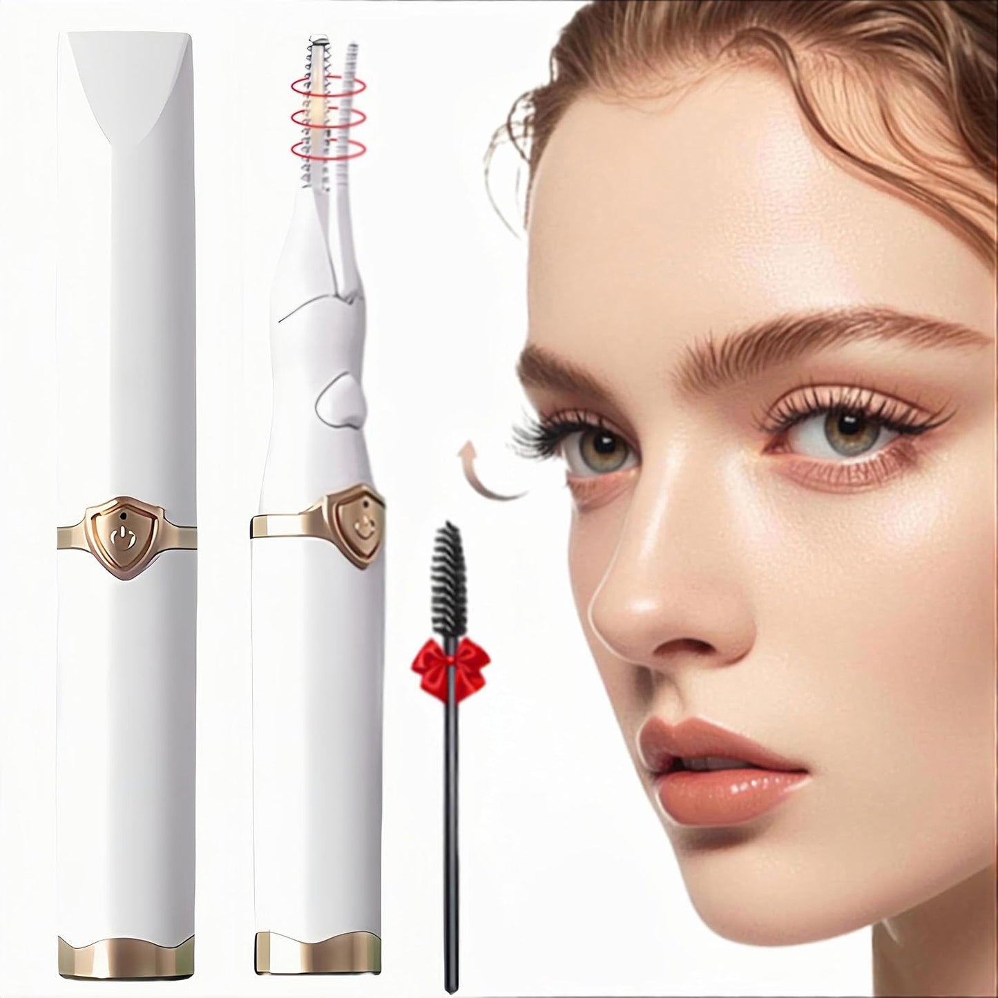 Heated Eyelash Curler, 2-in-1 Clip-Type Design, 3 Temperature Modes, USB Rechargeable Electric Eyelash Curler, Natural Curling 24H Long-Lasting Curl, Gift for Women & Girls, White-DA