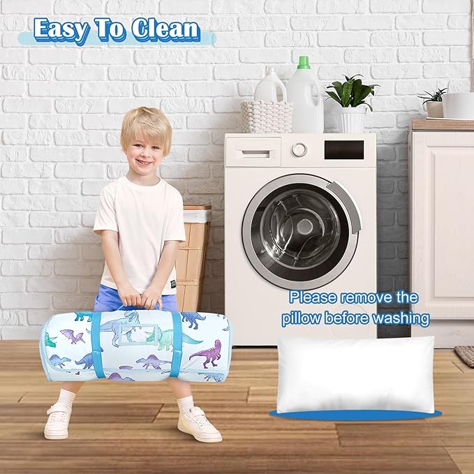 Toddler Nap Mat Kids Sleeping Bag 59"×24", Soft Slumber Bag with Removable Pillow and Blanket for Kids Girls Boys,Roll Up Sleeping Mat Thick for Camping,Daycare, Kindergarden