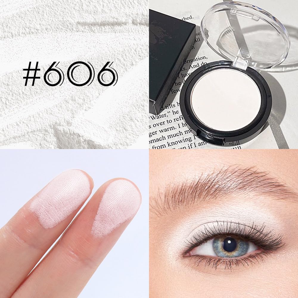 Monochrome Matte Eye Shadow Palette,Pearl White Neutral Nude Matte Pressed Powder Single Eyeshadow,Natural Long Lasting Naturing-Looking Eyeshadow,Talc,Paraben Vegan & Cruelty Free