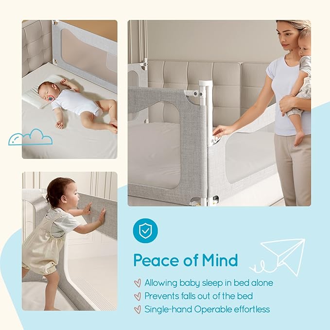 King Size Toddler Bed Rail: 3-Side Protection Bedrail for King Bed - Extral Tall Adjustable Child Safety Side Railing Guards for Infants Kids Child(78.7x78.7X 74.8”)