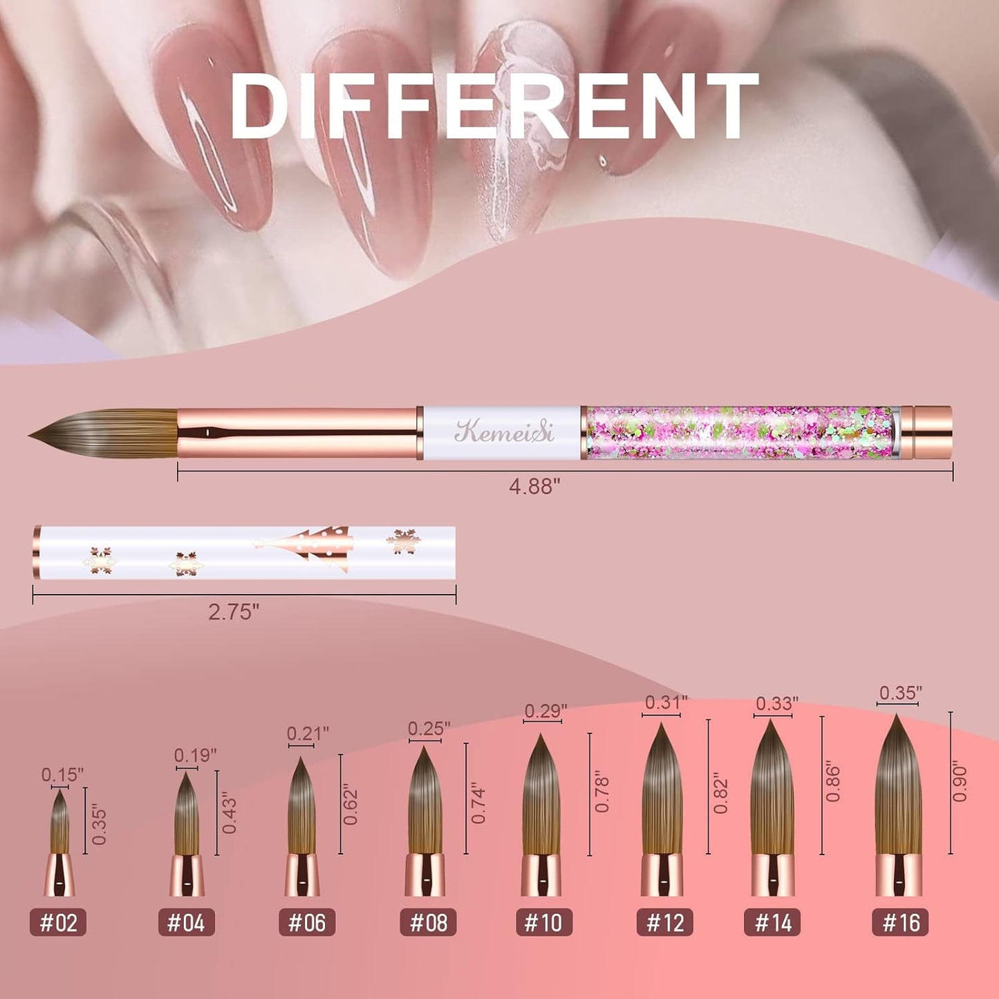 Acrylic Nail Brush Size 4,KEMEISI 100% Pure Kolinsky Nail Art Brushes Sturdy Handle Oval Shaped Acrylic Powder Nail Design Tools for Professional Manicure DIY Home Salon (White)