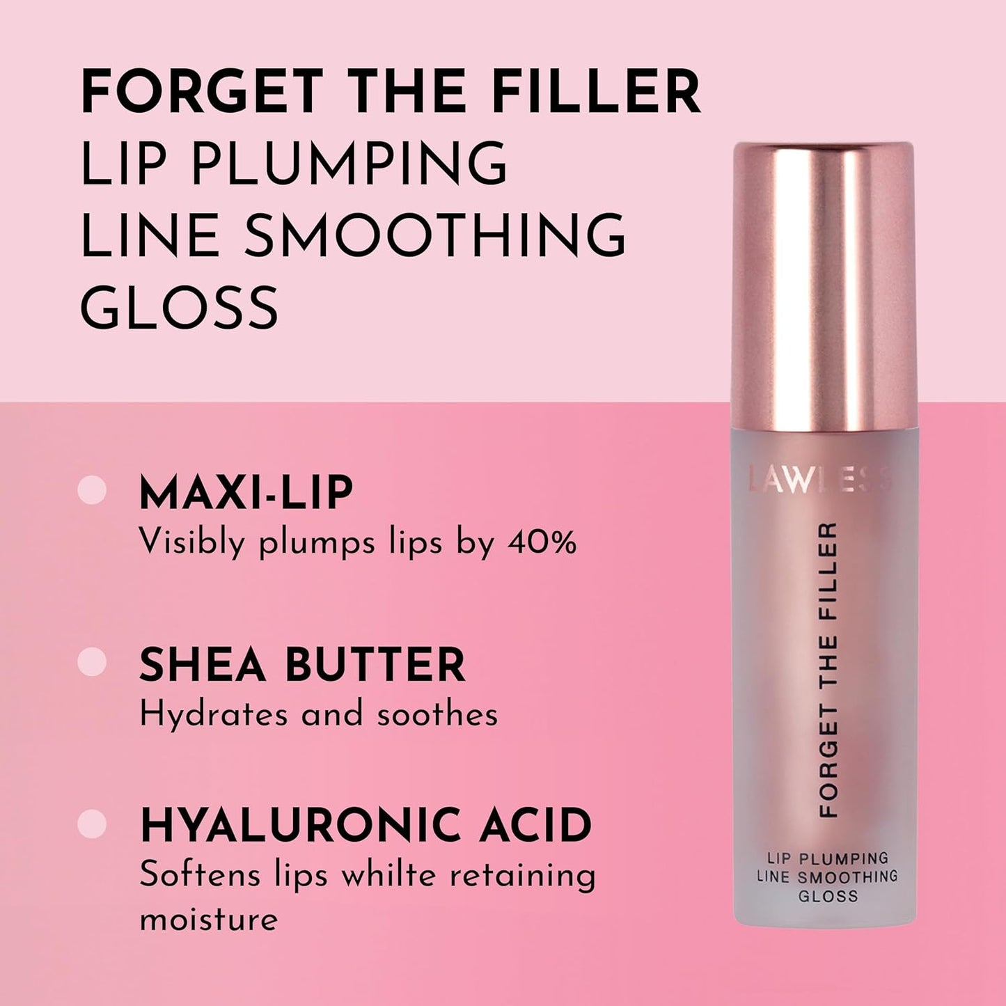 Lawless Forget the Filler Lip Plumping Line Smoothing Gloss - Candy Sky - Premium Volumizing Lip Gloss with Natural Ingredients Designed to Plump, Firm, and Hydrate Lips 0.11 oz