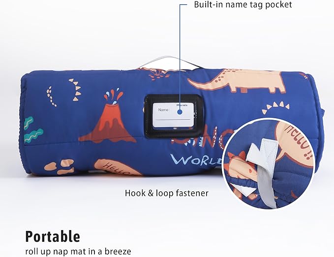 MORAIS Toddler Nap Mat with Pillow and Blanket, 52" x 20" Lightweight and Soft Nap Mat for Preschool, Daycare, Travel Sleeping Bags