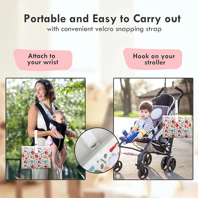 Portable Diaper Changing Pad for Baby - Waterproof Compact Changing Mat with Wrist Strap - Wipeable Travel Changing Pad for Diaper Bag - Gifts for Baby Shower by PHOEBUS BABY(Multicolor Floral)