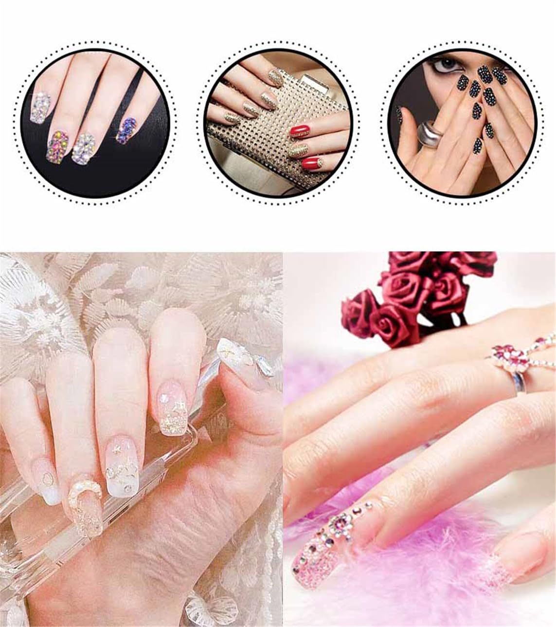 1440 Pcs SS20 5mm Flatback Rhinestones for Nails Art Crafts Glitter Round Shine Gems AB Crystals DIY Clothes Shoes （Red AB）