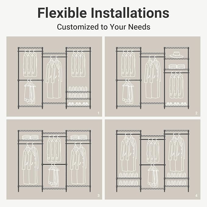 VIPEK V5LC Garment Rack Heavy Duty Covered Clothes Racks with Dimmable LED Light, 3000K Warm White, Portable Closet Wardrobe Freestanding Clothing Rack for Hanging Clothes, White Rack with Black Cover