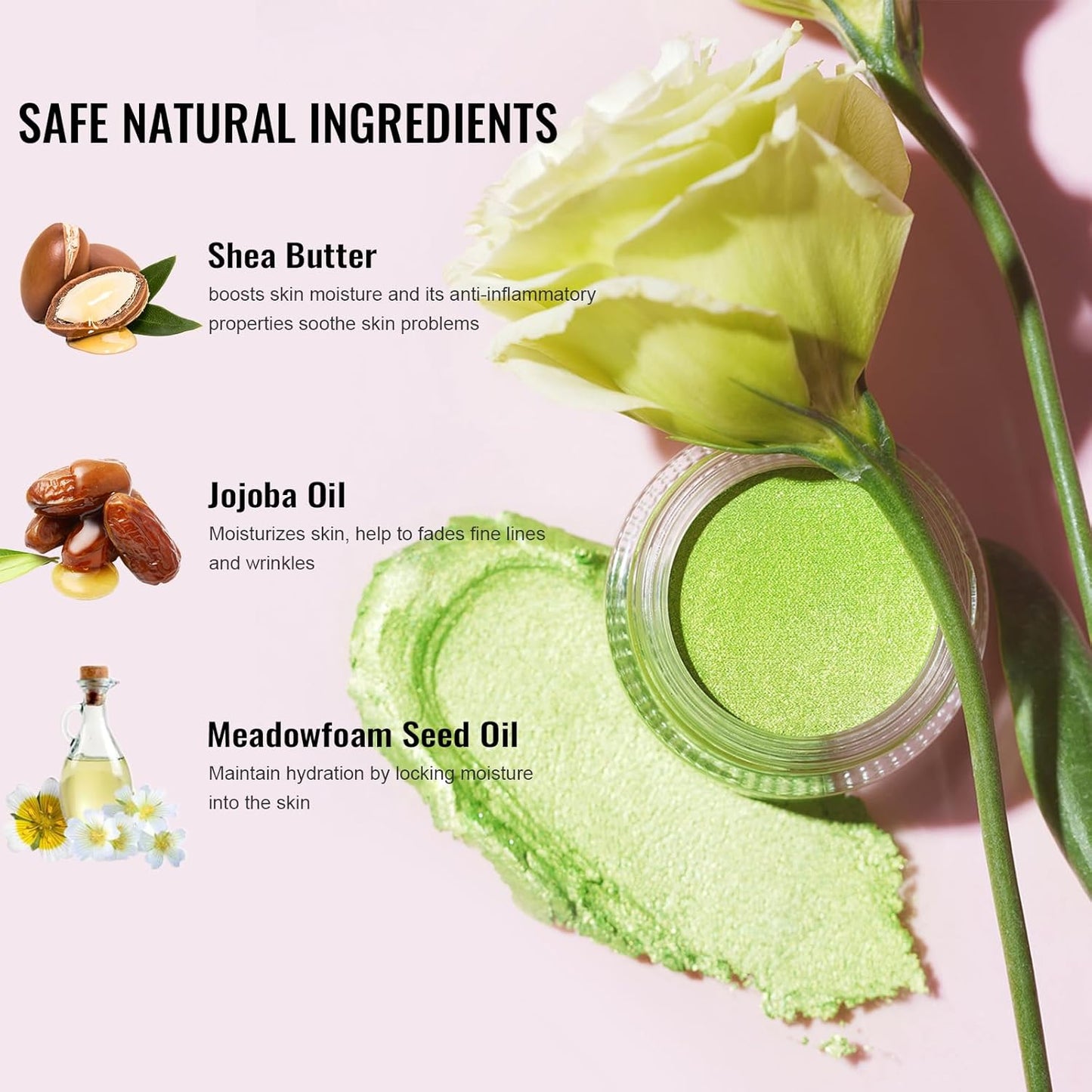 Oulac Grey Cream Eyeshadow, Waterproof Highly Pigmented Glitter Eye Shadow with Moisturizing Formula, Extremely Soft Creamy Texture, Easy to Blend, Large Capacity,.(06)