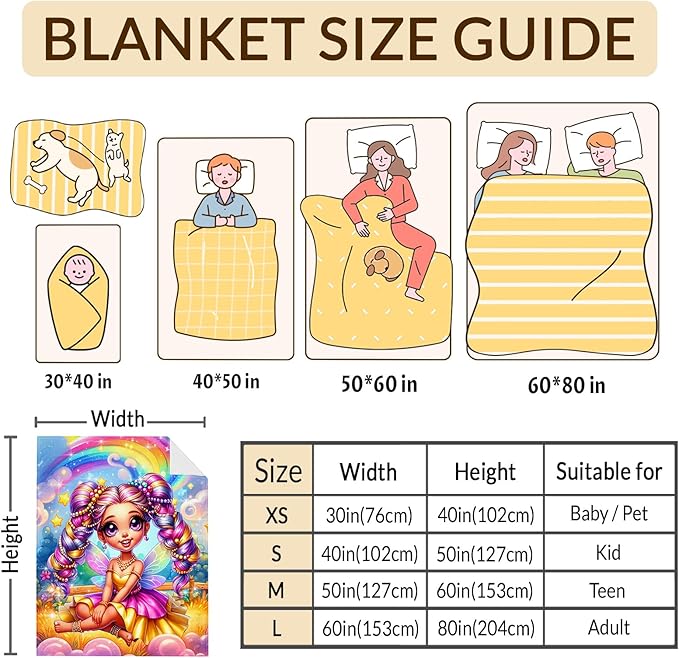 Girls Fairy Blanket, Throw Gift for Toddlers Kids Daughter Birthday 30x40 Inches Lightweight Soft Cute Decor Throw Blankets for Sofa Couch Living Room Bed