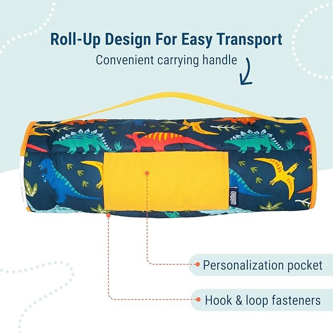 Wildkin 43-inch Kids Nap Mat – Soft Microfiber Toddler Sleeping Mat with Pillow