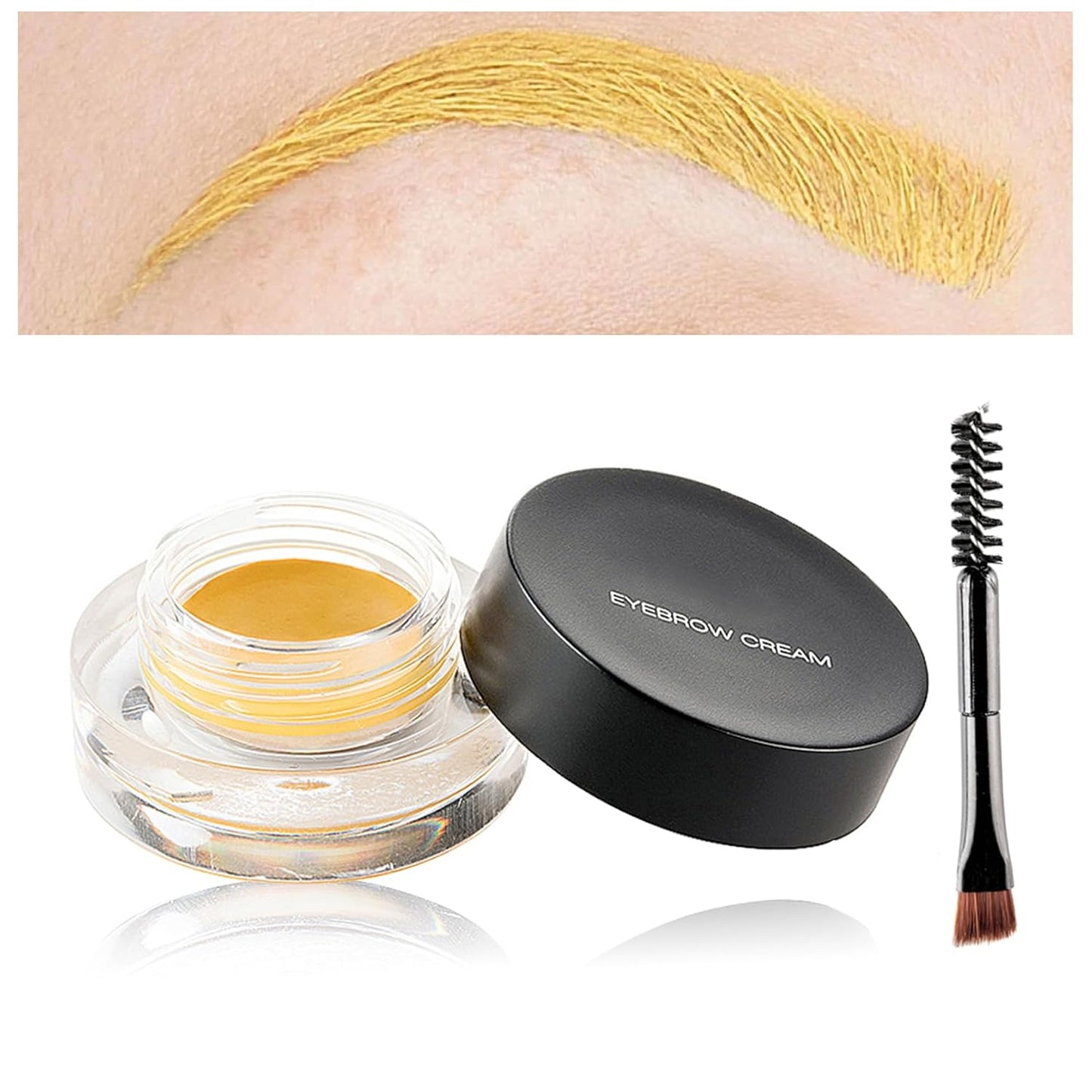 Eyebrow Pomade Cream,Brow Pomade Gel Naturally Long Lasting Waterproof,Delicate and Smooth Eye Brow Makeup Cosmetics with Eyebrow Brush - Daffodil