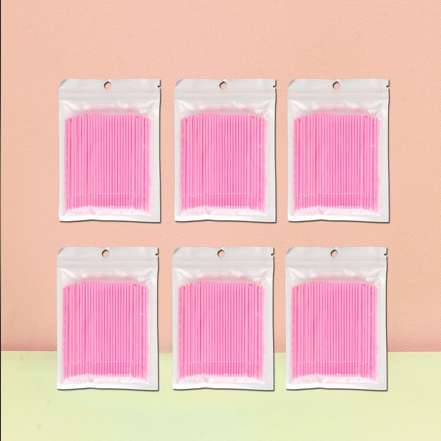 600PCS Microswabs for Eyelash Extensions，Disposable Micro Applicators Brush for Cleaning and Applying Make-up Pink (Head Diameter: 2.0mm)
