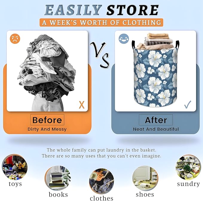 Cute Shih Tzu with Paw and Bone Pattern Laundry Basket with Handles, 19.7"x15.7" Clothes Foldable Puppy Dog Laundry Hamper Organizer for Dorm Nursery Bedroom Bathroom Decor, Toy Storage Bin for Kids