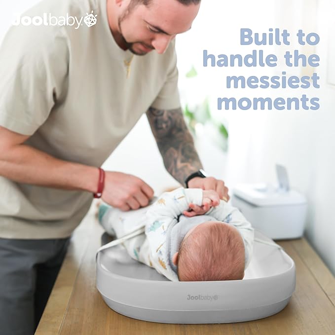 Jool Baby Waterproof Baby Changing Pad - Easy to Clean, Lightweight & Portable - Large Foam Cushion for Comfort (Gray)
