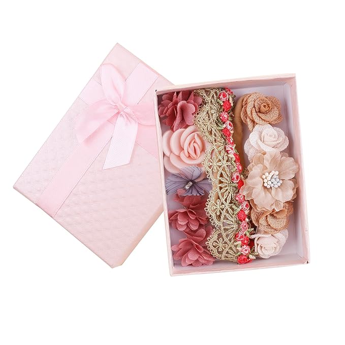 cherrboll 3pcs Baby Girl Headbands Flowers, Super Soft & Stretchy Nylon Floral Hairbands for Newborn Toddler