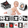 High Contrast Baby Book with Tummy Time Mirror & Contrast Cards | Black and White Visual Stimulation for Newborns 0-6 Months & Infants | Interactive Learning Gift, Baby Shower Essential